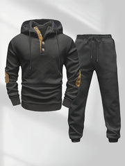 Men's Casual Fashion Set: Knitted Jacquard Hoodie and Sweatpants 2pcs Set