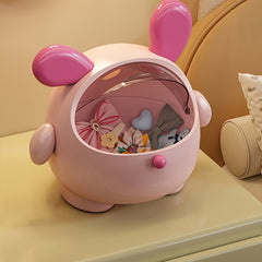 Cute Pink Poodle Dog Desktop Organizer Bin with Flip Lid
