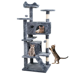 138 cm Cat Tree Tower – Multi-Level Cats Activity Centre with Scratching Posts, Condos, Ladder & Platforms – Indoor Cat Climbing House for Play, Rest & Fun