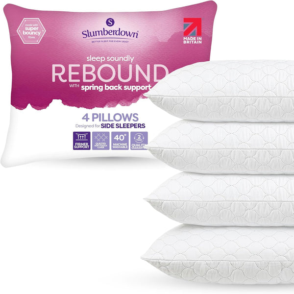 Slumberdown Pillows 2 Pack Hotel Quality – Firm, Plump Hypoallergenic Pillows for Back & Side Sleepers, Sleep Better. Feel Better