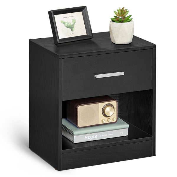 Bedside Table, Side Table with Drawer, Handle, Open Compartment,Easy Assembly, Perfect for Living Room or Bedroom