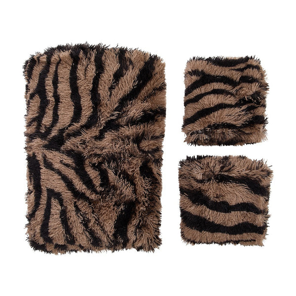 LIVINGANDHOME Tiger Stripes Plush Duvet Cover Set - 3pcs Polyester Woven Includes 1 Duvet Cover & 2 Pillowcases, Soft Cozy All Season, Machine Washable (Single/Double/King/Super King)