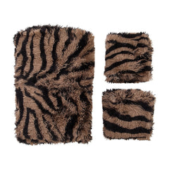 LIVINGANDHOME Tiger Stripes Plush Duvet Cover Set - 3pcs Polyester Woven Includes 1 Duvet Cover & 2 Pillowcases, Soft Cozy All Season, Machine Washable (Single/Double/King/Super King)