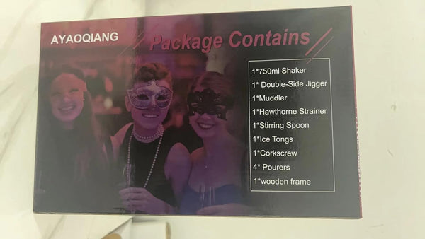 Cocktail Shaker Set,750 ML Stainless Steel Cocktail Mixing Set with Stand,Bartending Kit for Home,Bar,12 Pieces Bar Tool Kit for Christmas,Birthday,Anniversary,Weeding