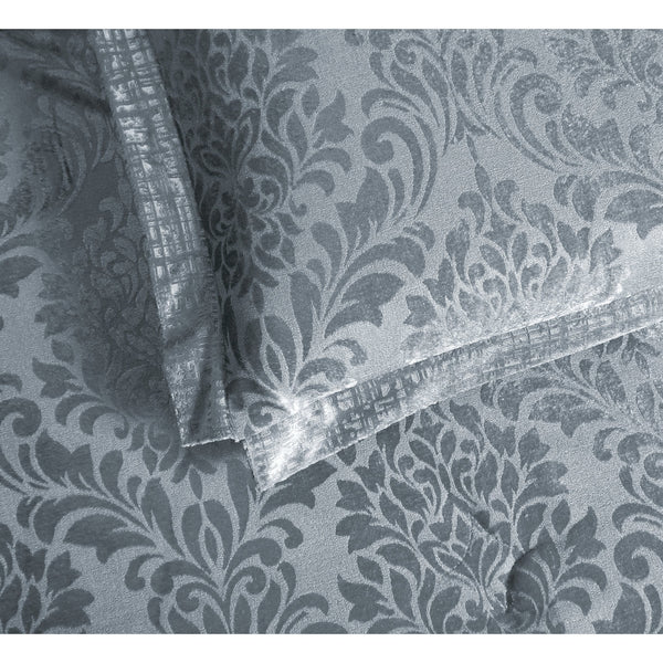 3 Piece Velvet Quilted Bedspread Set Jacquard Damask Bed Cover with Pillow Shams | Luxury Soft Polyester Bedspread for Double King Super King Beds | Modern Elegant Bedroom Bedding Set