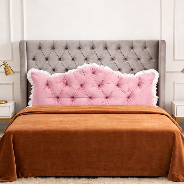 Large Ultra-Soft Comfortable Plush Backrest Pillow, Princess Style Reading Cushion, Neck and Back Support, Luxurious Fashionable Home Style Multifunctional Lace Ruffled Headboard Cushions, Suitable for Bedroom, Living Room, Dorm, Sofa Home Decor, Machine