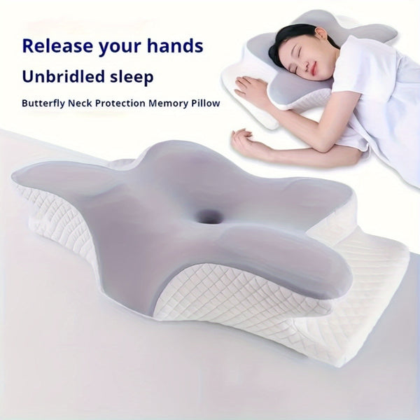 1pc Slow Rebound Cervical Pillow, Ergonomic Neck Contour Support for Side Sleep, Machine Washable Cool Soft Pillow Cover