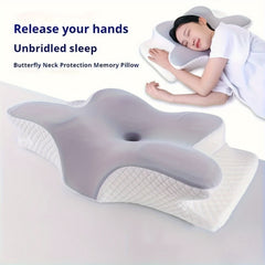 1pc Slow Rebound Cervical Pillow, Ergonomic Neck Contour Support for Side Sleep, Machine Washable Cool Soft Pillow Cover