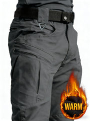 Men's -Lined Tactical Cargo Pants for Winter, New Multi-Functional Pockets, Softshell Stretch Warm Fabric, Windproof, Durable, Tear-Resistant, Suitable for Middle-Aged and Elderly, Outdoor Hiking, Travel, Snowy Weather, No Belt