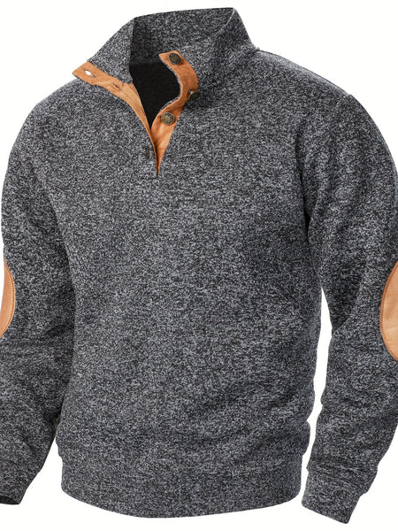 Men'S Long-Sleeve Casual Knit Shirt with a Stand Collar for Autumn And Winter, Suitable for Golf And Camping, Sold in a Set of Three