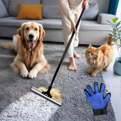 Carpet Rake for Pet Hair Removal – Scraper Tool & Broom for Dog & Cat Fur - Pet Hair Broom for Rugs, Furniture – Adjustable Carpet Brush by Okköbi