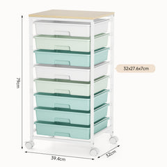 KINGRACK Heavy-Duty Rolling Storage Cart with 8 Drawers & Tabletop - Stackable Mobile Organizer Trolley, Suitable for Home, Office, Bedroom, Classroom, Space-Saving with Assembly, Tabletop Shelf for Small Spaces, Storage Drawer Units