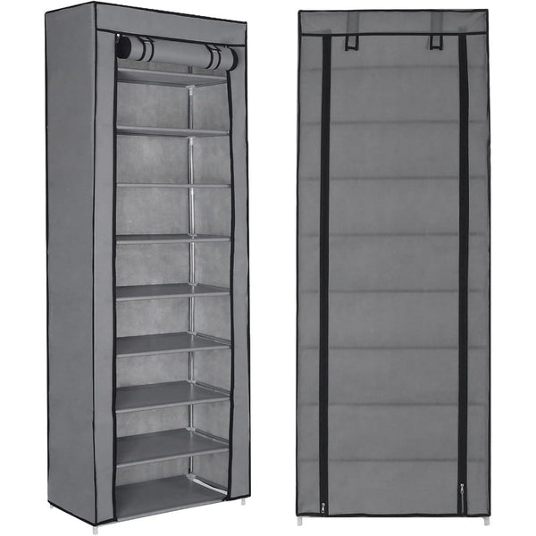 10 Tier Shoes Rack with Dustproof Cover, Shoe Storage Cabinet, Shoe Organizer, Easy to Assemble, Hold up to 25-30 Pairs