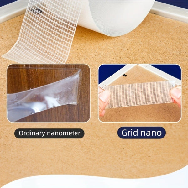 2pcs Industrial Grade Nano Double-Sided Tape, 5-Meter-Long Removable Without Leaving Any Marks, PET Transparent Material, High Viscosity | Strong Load-Bearing | Easy to Tear And Cut | Temperature Resistant, Reusable, Suitable for Home, Office, Car, Office