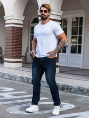 Trendy Slim-Fit Men'S Blue Denim Jeans with Stretch, Perfect for Casual Wear, Featuring a Modern Design for Young Adults