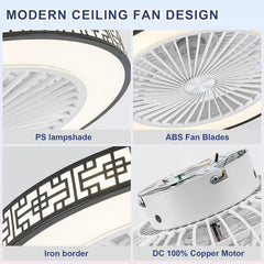 50cm Ceiling Fan with Lights And Remote Control Low Profile Ceiling Fans Dimmable 3 Colour Temperatures Quiet Reversible Flush Mount Ceiling Fan with Light for Bedroom Kitchen