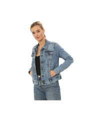 NOROZE Women’s Washed Detail Denim Jacket – Ladies Trucker Classic Western Design Denim Jeans Jacket – UK Sizes 8-20