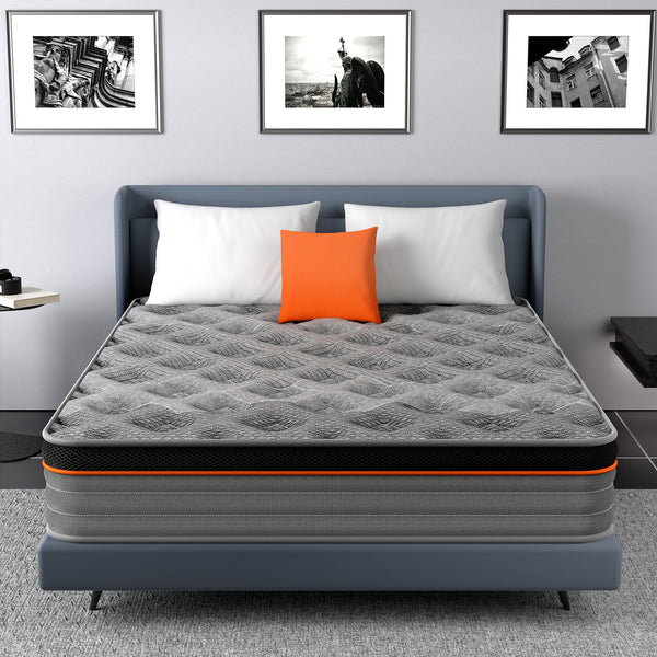 Good Nite Single Mattress 10 Inch Individually Pocket Sprung Comfort Medium Firm Mattress with Soft Fabric and Breathable Foam Grey Hybrid 90x190x25cm