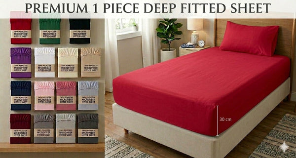 Extra Deep Fitted Sheets 30cm deep pocket with Elastic Cornes For Perfect Mattress Fit, Available in Single,Double, King,& SuperKing Size