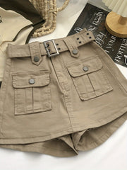 [Summer Women's Clothing Sale]Hip-wrapped A-line Short Skirt - with Belt And Multi-pocket Denim Skirt Short Skirt - Summer Women's Clothing All-match Suitable for Daily Wear