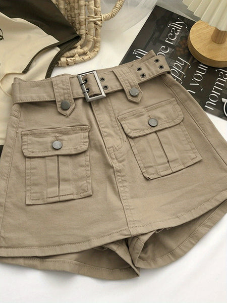 [Summer Women's Clothing Sale]Hip-wrapped A-line Short Skirt - with Belt And Multi-pocket Denim Skirt Short Skirt - Summer Women's Clothing All-match Suitable for Daily Wear