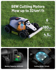 MAMMOTION LUBA Mini AWD Robot Lawn Mower without Boundary,Auto Mapping Ultrasense AI Vision, 80% Gradient, 20-65 Mm Cutting Height (Lubaminiawd800)