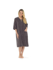 KAV Super Soft 100% Cotton Robe Womens Dresses - Towelling Shower Wrap Gown - Ladies Adjustable Towel Bathrobe for Housecoat, Nightwear, Lounge, Spa Bath with Zipper and Pocket
