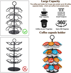 SHURFFY Coffee Pod Carousel Holder Organizer Compatible with 36 Cup Pods