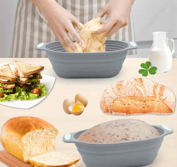 2pcs Foldable Proofing Baskets for Bread – Non-Stick Artisan Rising Bowls, Flexible Space-Saving Fermentation Set for Baguettes &Homemade Baking