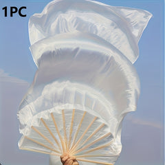 Elegant White Belly Dance Fan, Suitable for Percussion Dance, with a Universal Design of Left and Right Hands and Elegant Ribbon Material, It Is an Ideal Choice for Celebrations, Performances and Cultural Gatherings