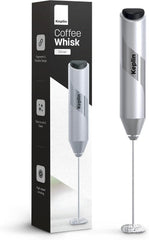 Keplin Handheld Milk Frother - Stainless Steel Electric Whisk - Portable Battery-Operated Coffee Frother for Lattes, Matcha, Protein Shakes - Ergonomic, Compact, Easy to Clean (Black)
