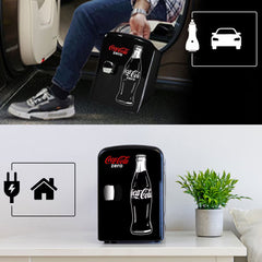 Coca Cola 4L Mini Fridge Coke Zero 6 Can Portable 12V Cooler / Warmer in Black