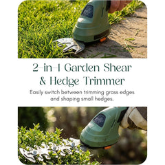 2in1 Cordless Hedge Trimmer & Grass Shear USB Rechargeable Garden Tool