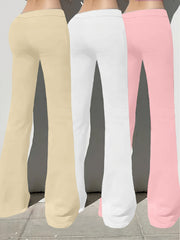 European and American Spring/Summer New Fashion Women's Bottoms: Flared Straight-Leg Pants with Classic English Text Print, Daily Casual Butt-Lifting Peach Butt Long Pants, Three-Piece Set
