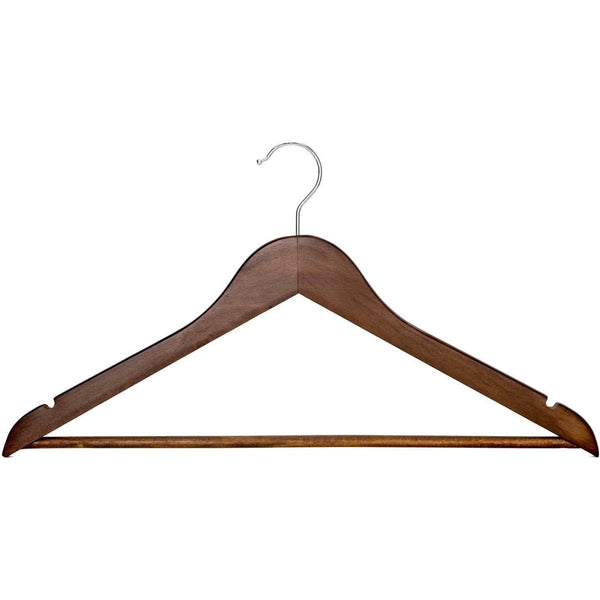 15pc Wooden Hangers, Coat Hangers, 360° Steel Swivel Hook, Trouser Bar, Shoulder Notches, Adult Hangers, Smooth Finish, Strong Hardwood Hangers for Coats, Jackets, Suits, Trousers