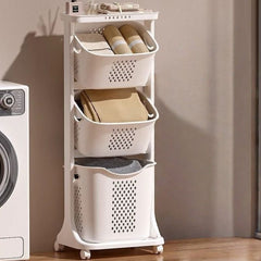3 Tier Clothes Hamper with Wheels, Rolling Laundry Storage Cart, Portable Baskets, for Bedroom, Bathroom, Dormitory, Apartment, Laundry Room, Small Living Space, Laundry Baskets