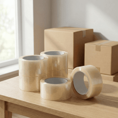 6 x Heavy-Duty Clear Packing Tape – Strong Adhesive Parcel Tape for Boxes, Shipping Tape, 48MM x 66M