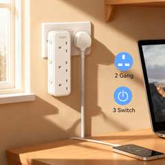baykul 1pc Vertical Design Extension Socket, UK Plug Plug Adaptor3 AC UK Outlets With Independent Switch, Suitable For Home Office Dorm