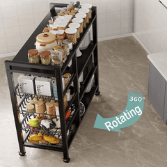 Four-Tier Robust Fruit Storage Rack for The Kitchen, Featuring Detachable Baskets on Wheels, Designed for Organizing Fruits And Vegetables in Indoor Kitchen Spaces