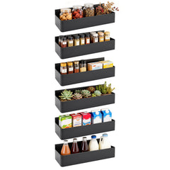 Magnetic Storage Rack 6pcs Set Black and White Minimalist Style Refrigerator/Washing Machine/Microwave Side No-Drill Storage Rack Kitchen Bathroom Cabinet Strong Load-Bearing Easy to Clean, Utility Racks