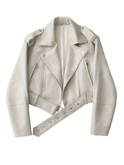 2025 Short Faux Leather Jacket Spring And Autumn American Retro Temperament Motorcycle Jacket Top Coat Women'S Clothing