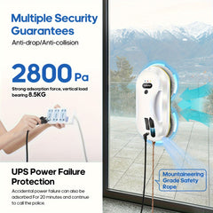 PuRuiKai09 2026 Latest Window Cleaning Robot (Plug-in): Fully automatic remote control operation, with automatic water spraying function and 4.5-meter anti-fall safety rope, set includes 10 cleaning cloths and a water spray bottle (local warehouse