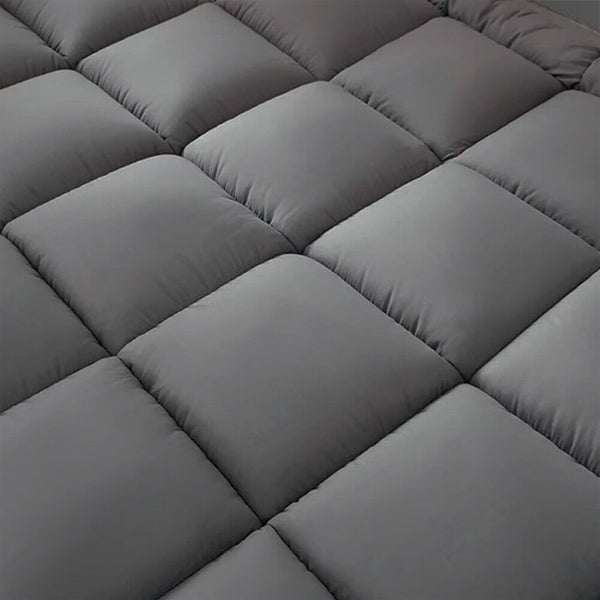 Extra Thick Grey Mattress Topper 4-Inch / 10cm Hotel Quality Deep Fitted Mattress Pad with Corner Elasticated Straps Quilted Box Stitch Breathable All-Season Comfort Single Double Small Double King Super King