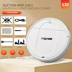 3-in-1 Robot Vacuum Cleaner | 4, 000 Pa Powerful Suction, Up to 90mins Runtime, Low Noise, Suitable for Hard Floors, Flatmarble Tiles, and Wood Floors | USB Charging, Hair Anti-Tangling, Blow and Suction Integrated, Crash Protection