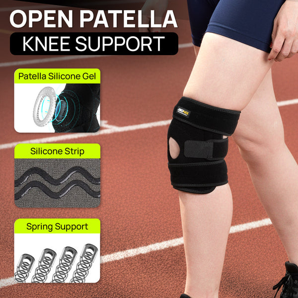 Bionix Knee Support with Open Patella - Adjustable Knee Brace for Arthritis, Sports Injury, Meniscus Tear, Joint Pain, ACL, Runners Knee Support for Men and Women - Knee Brace with 3 Straps
