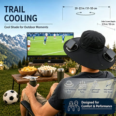 Fan Hat for Men And Women, Solar Wide Brim Sun Hat with Dual Cooling Fans, Adjustable Airflow Outdoor Hat for Summer Travel, Gardening, Hiking, Camping And Yard Work