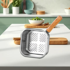 Square Pot Set for Deep Frying Made of Stainless Steel, Includes a Frying Pan, Basket, And Tongs
