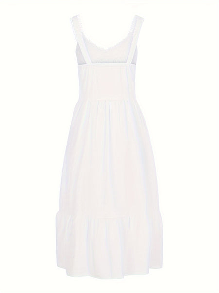 Women'S Midi Dress Lace V-Neck Sleeveless Dress Summer Beach Holiday Backless Cami Dresses