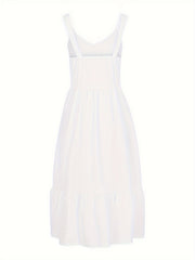 Women'S Midi Dress Lace V-Neck Sleeveless Dress Summer Beach Holiday Backless Cami Dresses