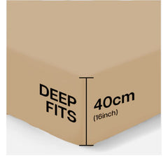 4B 40CM Extra Deep Fitted Sheets with All Around Elastic, Secure Fit for Thick & Pillow Top Mattresses, Wrinkle Resistant Bedding for Everyday Use, Easy Wash & Quick Dry, Smooth Finish for Modern Bedrooms, Durable Long Lasting Mattress Cover, Multiple Siz